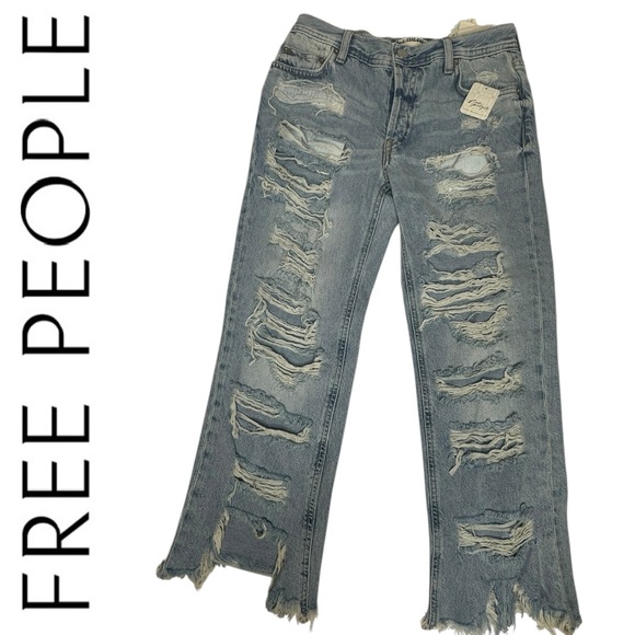 Free People Denim - NWT Free People We The Free Maggie Mid rise Destroyed Straight Leg Jeans 25S